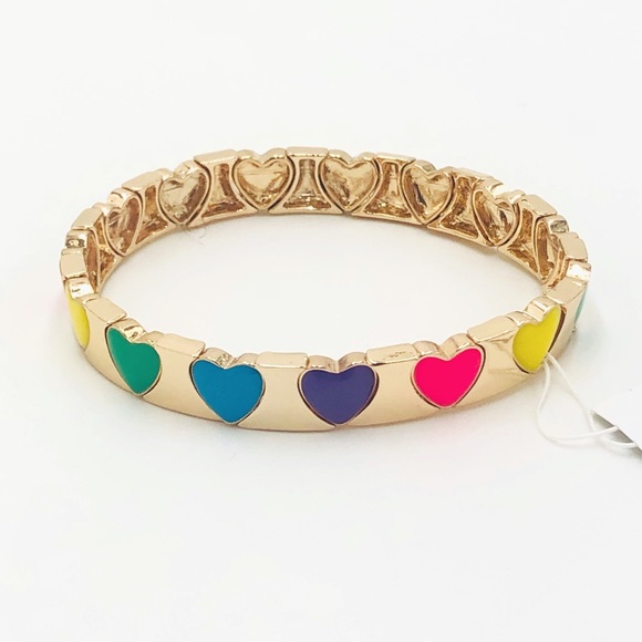 Betsey Johnson GT Rainbow Hearts Stretch Bracelet - Picture 7 of 10
